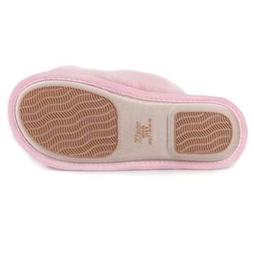 Zizor Women's Open Toe Fluffy Slippers with Memory Foam, Ladies' Cross Band House Shoes, Faux Fur Slip on Home Slippers for Indoor Outdoor (Light Pink, 8-9)