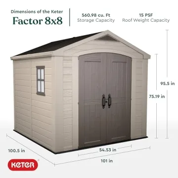 Keter Factor 8x8 Foot Large Resin Outdoor Shed