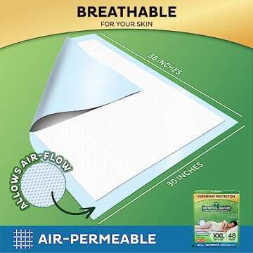 Incontinence Bed Pads [48 Pack] Underpads 30 x 36 Disposable Ultra-Heavyweight Super Absorbent & Waterproof, Patient Repositioning [375 lbs.] Maximum Strength Breathable Backsheet for Skin Protection