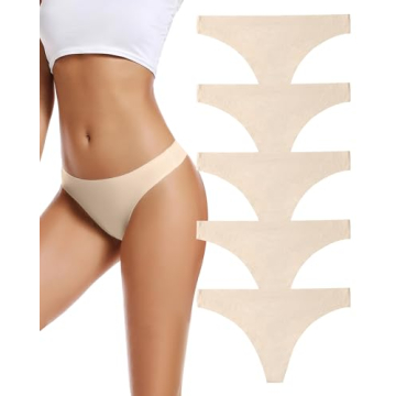 voenxe Nude Women's Seamless Women Underwear Thongs,No Show Ladies Thong,No Line Comfortable Breatha...