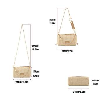 Ayliss Women Straw Handbag Woven Tote Shoulder Bag Handmade Crossbody Purse Handbag Clutch Weaving Summer Beach Bag (Light Khaki)