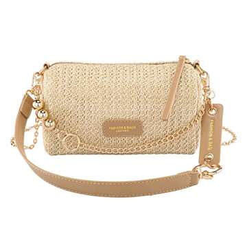 Ayliss Women Straw Handbag Woven Tote Shoulder Bag Handmade Crossbody Purse Handbag Clutch Weaving Summer Beach Bag (Light Khaki)