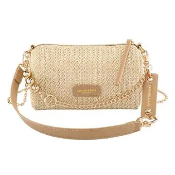 Ayliss Women Straw Handbag Woven Tote Shoulder Bag Handmade Crossbody Purse Handbag Clutch Weaving Summer Beach Bag (Light Khaki)