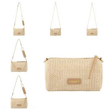 Ayliss Women Straw Handbag Woven Tote Shoulder Bag Handmade Crossbody Purse Handbag Clutch Weaving Summer Beach Bag (Light Khaki)