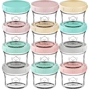 KeaBabies 12pk Glass Baby Food Containers - Durable & Safe