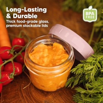 KeaBabies 12pk Glass Baby Food Containers - Durable & Safe