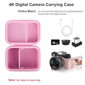 Elonbo 4K Digital Camera Carrying Case for Femivo/VETEK/IWEUKJLO/VJIANGER/WIKICO/Saneen/OIEXI 4K 48M...