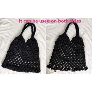 Hixixi Stylish Cotton Rope Beach Handbag for Women