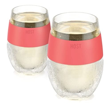 Host Wine Freeze Cup Set of 2 - Plastic Double Wall Insulated Wine Cooling Freezable Drink Vacuum Cu...