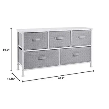 Amazon Basics Extra Wide Sturdy Fabric 5-Drawer Storage Organizer Unit for Closet, White