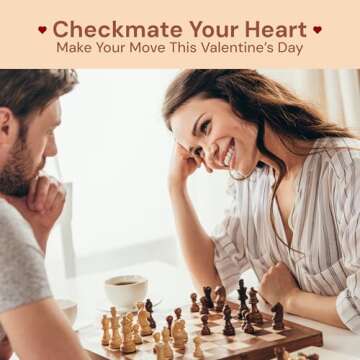 PlayVibe Wooden Chess Set 15'' - Checkers & Chess Board Game with 2 Extra Queens - Handmade Sets for...