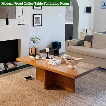 Rectangle Solid Wood Coffee Table - Modern Scandinavian Style