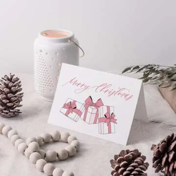 Ritzy Rose Pink Christmas Cards – Elegant 24 Pack