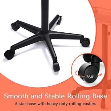 TASALON Salon Tray on Wheels - Aluminum Instrument Tattoo Tray with Wheels - Adjustable Salon Service Rolling Tray Hairstylist for Dental Carts Hairdresser Cart with Wheels - Hairstylist Cart - Silver