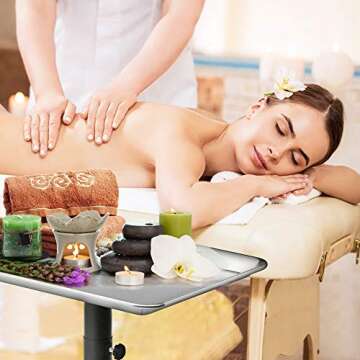 TASALON Salon Tray on Wheels - Aluminum Instrument Tattoo Tray with Wheels - Adjustable Salon Service Rolling Tray Hairstylist for Dental Carts Hairdresser Cart with Wheels - Hairstylist Cart - Silver