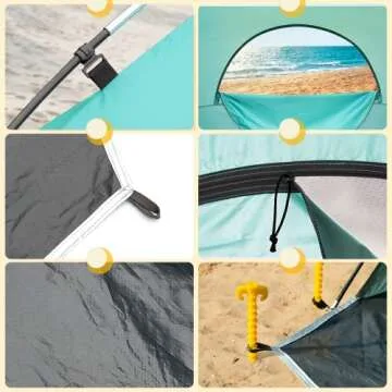 Forceatt Beach Tent, Beach Shade Tent for 2-3 Person with UPF 50+ UV Protection, Portable Beach Tent Sun Shelter Canopy, Lightweight & Easy Setup Beach Tent.