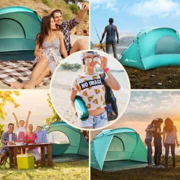 Forceatt Beach Tent, Beach Shade Tent for 2-3 Person with UPF 50+ UV Protection, Portable Beach Tent Sun Shelter Canopy, Lightweight & Easy Setup Beach Tent.