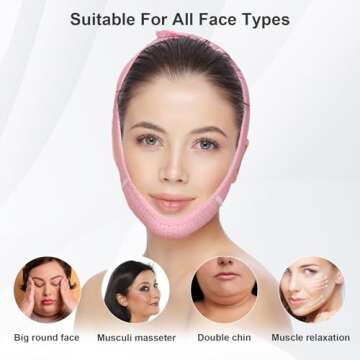 Juskaa double chin reducer, Reusable V Line Lifting Mask with Chin Strap for Double Chin for Women,Face Lift Face Slimming Prevent Sagging, Jaw Exerciser, Universal size, Pink