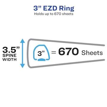 Avery Durable Clear View 3 Ring Binders, 3 Inch EZD Rings, 1 White Binder (09701)