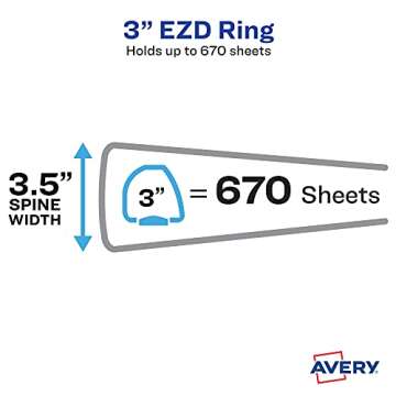 Avery Durable Clear View 3 Ring Binders, 3 Inch EZD Rings, 1 White Binder (09701)