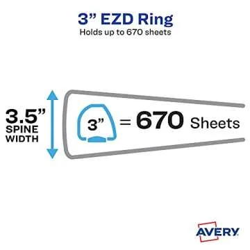 Avery Durable Clear View 3 Ring Binders, 3 Inch EZD Rings, 1 White Binder (09701)
