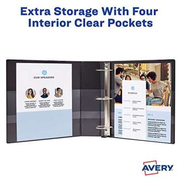 Avery Durable Clear View 3 Ring Binders, 3 Inch EZD Rings, 1 White Binder (09701)