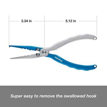 Piscifun Fishing Pliers Aluminium Hook Remover Braid Cutters Split Ring Pliers with Rubber Sheath and Lanyard (Black Silver 7.6" Pliers)