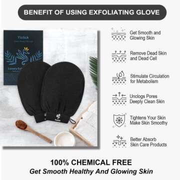 Exfoliating Gloves 2 Pcs, Exfoliating Body Scrubber for Bath Shower Exfoliation, Body Scrub Exfoliat...