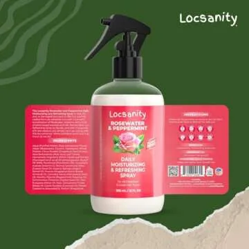 Locsanity Daily Moisturizing Refreshing Spray for Locs, Dreadlocks - Rose Water and Peppermint Hair ...