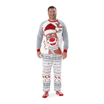 PATPAT Family Christmas Pajamas Matching Sets Holiday Christmas Pjs Jammies Sleepwear for Men,Grey Elk,Medium