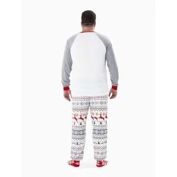 PATPAT Family Christmas Pajamas Matching Sets Holiday Christmas Pjs Jammies Sleepwear for Men,Grey Elk,Medium