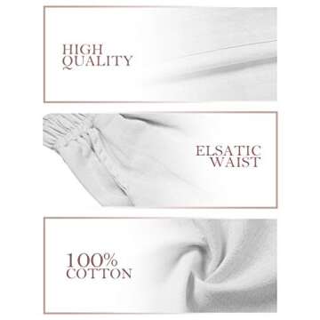 ECUPPER Womens Casual Loose Elastic Waist Cotton Trouser Cropped Wide Leg Pants White 6-8