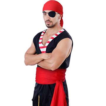 SATINIOR Halloween Pirate Costume Men Women Pirate Head Scarf Hat Accessories Pirate Sash Belt Bandana Waist Belt, Linen(Red)