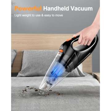 Handheld Vacuum Cordless, Portable Rechargeable Car Vacuum Cleaner High Power with Fast Charge Tech,...