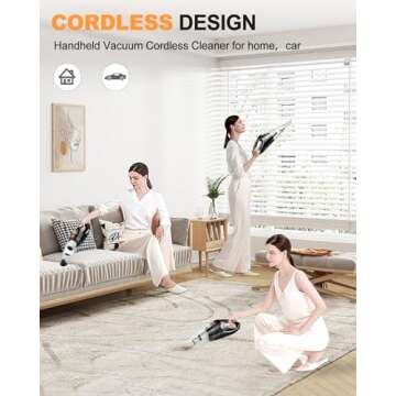 Handheld Vacuum Cordless, Portable Rechargeable Car Vacuum Cleaner High Power with Fast Charge Tech, Huge Motor & Large-Capacity Battery, Powerful Wireless Hand Held Vacuum for Pets, Car, Home