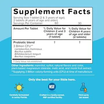 Renzo's Kids Probiotic Melty Tabs for Gut Health, 60 Count