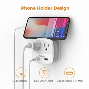 European Travel Plug Adapter Converter, TESSAN International Power Plug Converter with 2 USB, Type C Outlet Adaptor Charger for US to Most of Europe EU Iceland Spain Italy France Germany