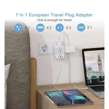 European Travel Plug Adapter Converter, TESSAN International Power Plug Converter with 2 USB, Type C Outlet Adaptor Charger for US to Most of Europe EU Iceland Spain Italy France Germany