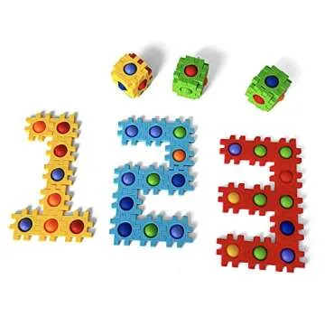 Anlabay Two-in-One Pop Blocks Pop Puzzle 48PCS, Jigsaw Puzzles, STEM Toys for 4 5 6 7 8 Year Old Kids, Bubble Popping Sensory Toy, Autism Sensory Toys for Autistic Children (Bubbles)