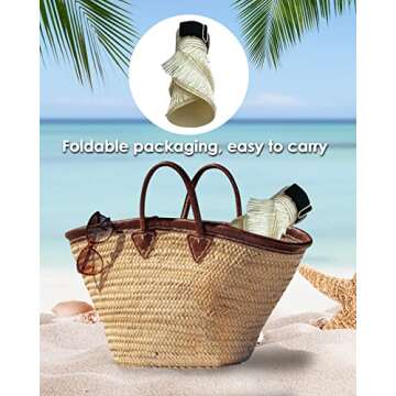 Tiered Tassel Sun Visor Hats for Women Stretch Band Adjustable with Buckle UPF 50+ Wide Brim Summer Beach Hat Rollable, 2 PCS, Off-White+Beige