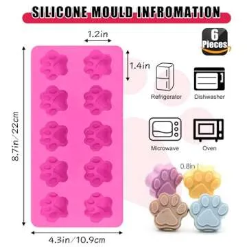 Silicone Puppy Paw and Bone Molds - 6 Pack for Baking
