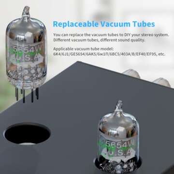 Fosi Audio T20 Bluetooth 5.0 Tube Amplifier Headphone Amp Support aptX HD Stereo Receiver 2 Channel Class D Digital Mini Hi-Fi Power Amp for Home Passive Speakers with 5654W Vacuum Tubes