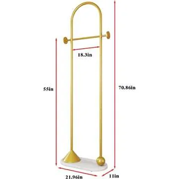 TIEOU Metal Gold Coat Rack, Freestanding Entryway Stand, Hat Coat Hanger, Small Clothing Rack, Modern
