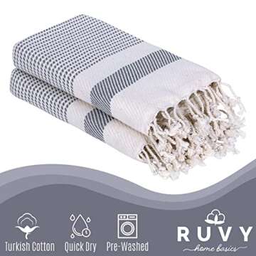 Ruvy Home Basics Turkish Hand Towels for Bathroom Set of 2 | 18"x40", Cotton | Bathroom Hand Towels ...