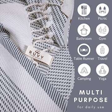 Ruvy Home Basics Turkish Hand Towels for Bathroom Set of 2 | 18"x40", Cotton | Bathroom Hand Towels & Decorative Hand Towels for Bathroom, Kitchen Towels, Dishcloth, Tea, Yoga, Face, Gym - Light Grey