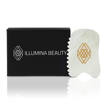 ILLUMINA BEAUTY Gua Sha Facial Tool, Unique 4-Edge Guasha Tool For Face, Jade Gua Sha Stone, Lymphat...