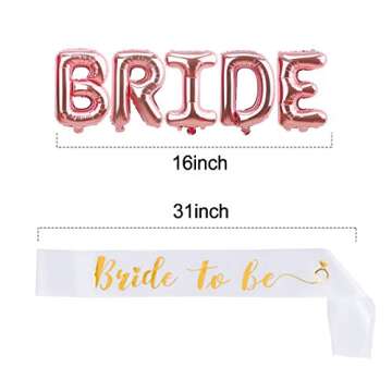 Bachelorette Party Decorations Kit, Bridal Shower Supplies - Bride Balloon, Bride to Be Sash, Ring Foil, Champagne Foil, Heart Balloon, Rose Gold Balloon, Glitter Banner | Wifey for Lifey