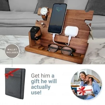 ETERLUCK Wooden Docking Station with RFID Wallet for Men