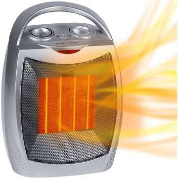 Portable Electric Space Heater 1500W/750W with Thermostat - Safe and Compact!