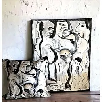 Vanderbeek Art Inspired Decorative Throw Pillow Cover Squiggle 18x18